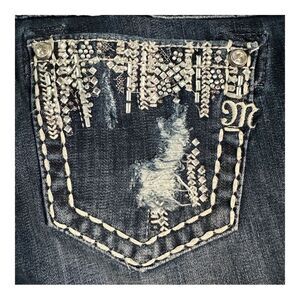 Miss Me Embellished Distressed Mid Rise Easy Skinny Jeans Sz 27